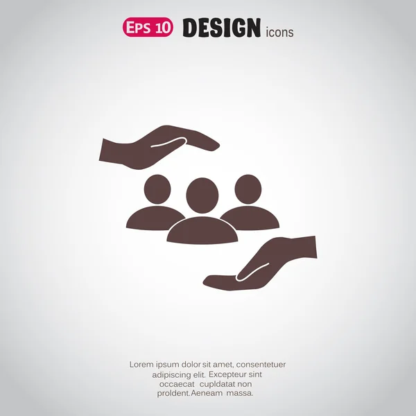 Grupo de personas y mano — Vector de stock