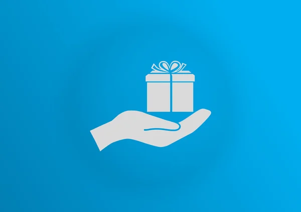 Caja de regalo en la mano icono web, esquema ilustración vectorial — Archivo Imágenes Vectoriales