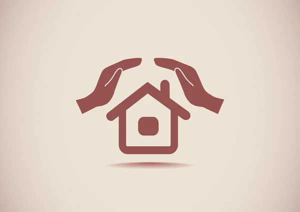 House with hands simple icon — Stock Vector