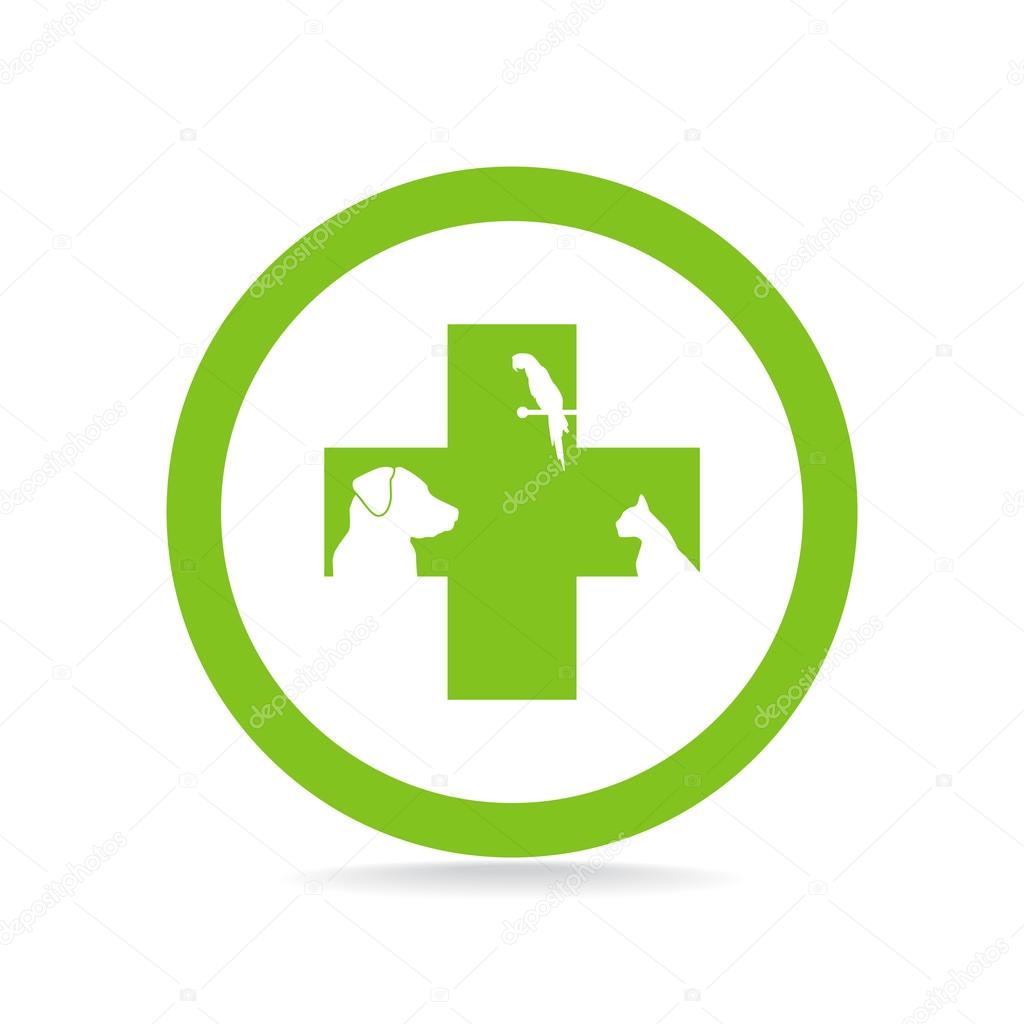 Sign with domestic pets silhouettes, veterinary logo concept