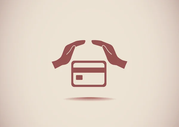Cartão de crédito e mãos ícone web — Vetor de Stock