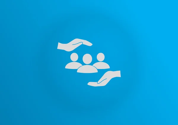 Gruppo di persone e le mani icona, semplice illustrazione vettoriale — Vettoriale Stock