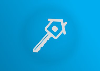 Ev anahtar web simgesi, basit anahat vektör çizim