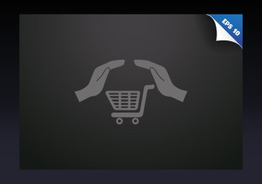 Alışveriş sepeti ile eller web simgesi