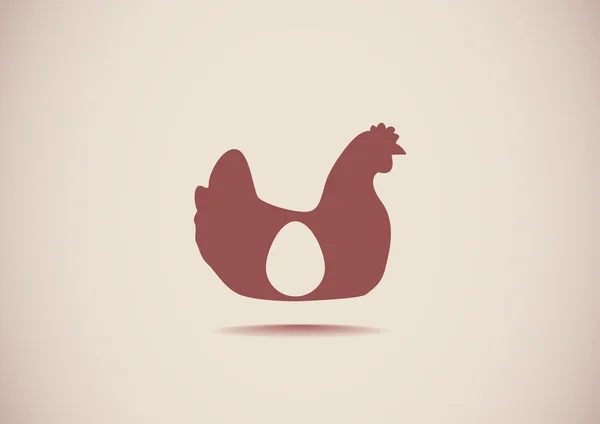 Poule avec oeuf à l'intérieur silhouette — Image vectorielle