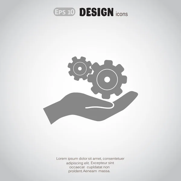 Rounded gears on hand simple icon — Stock Vector