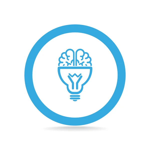 Brain with light bulb icon — Stock Vector