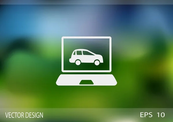 Laptop with car on screen — Stock Vector