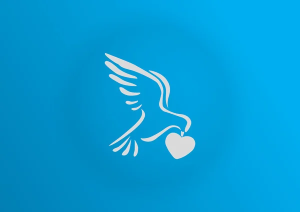 Güvercin ile kalp basit simgesi — Stok Vektör