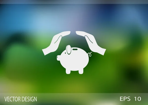 Piggy bank with hands icon — Stock Vector