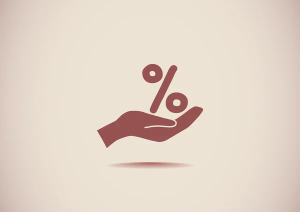 Percentagem de sinal na mão humana —  Vetores de Stock