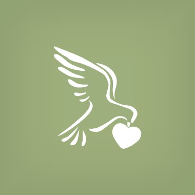 Güvercin ile kalp basit simgesi