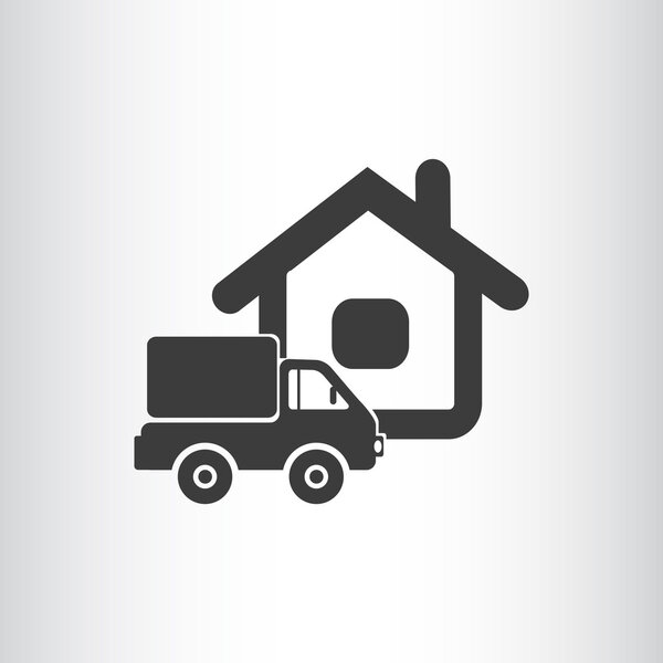 Truck near house web icon