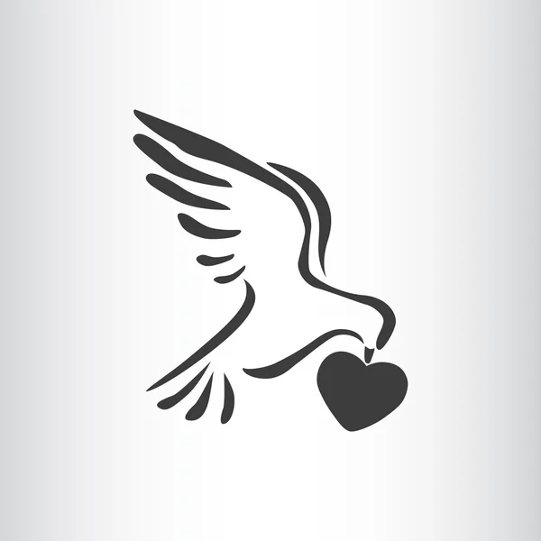 Holub s jednoduchým ikony srdce — Stockový vektor