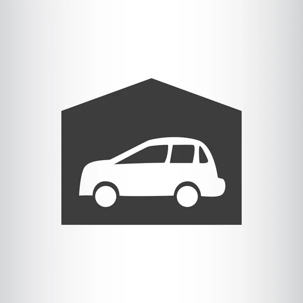 Garage con auto semplice icona — Vettoriale Stock