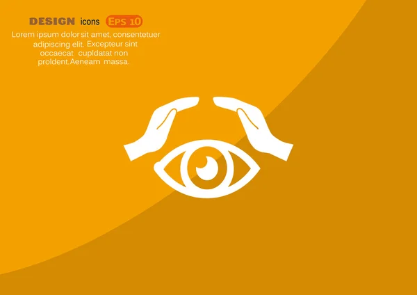 Иконка человеческого глаза и рук — стоковый вектор