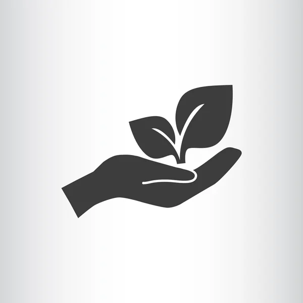 Leaves on human hand icon — Stock Vector