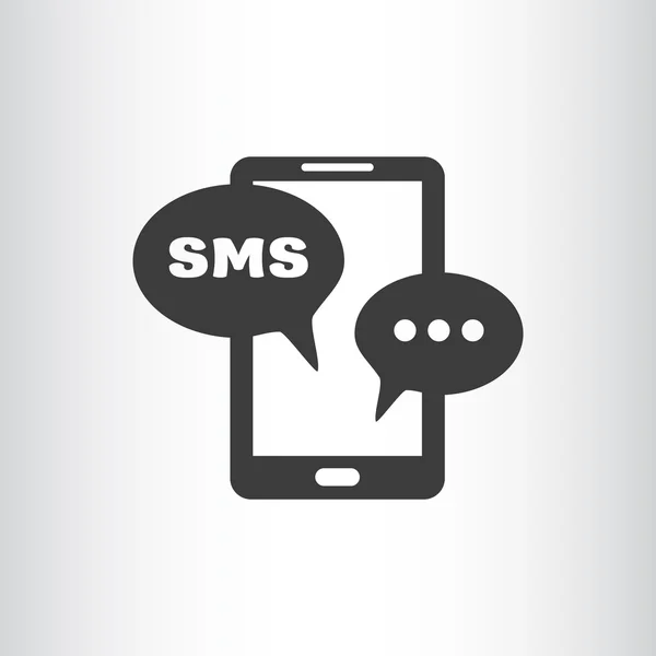 Smartphone z sms pęcherzyki ikona — Wektor stockowy