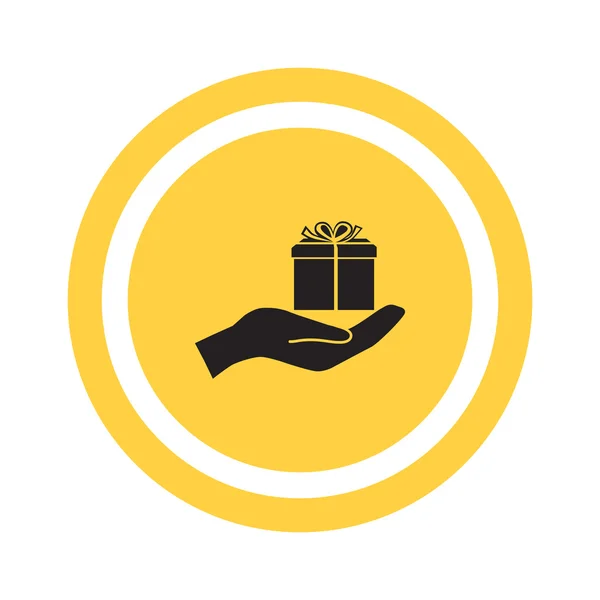 Gift box on hand web icon — Stock Vector