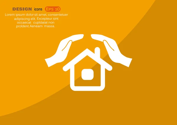 House with hands simple icon — Stock Vector