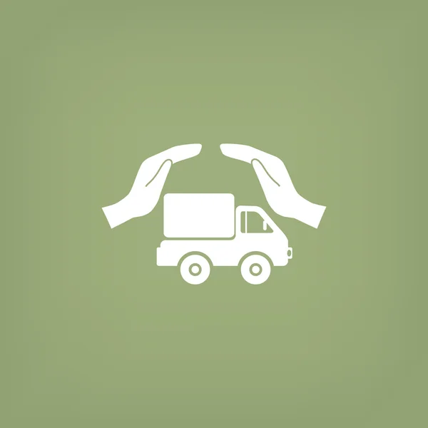 Camion avec icône web mains — Image vectorielle