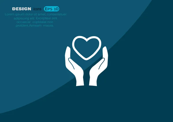 Heart in hands simple icon — Stock Vector