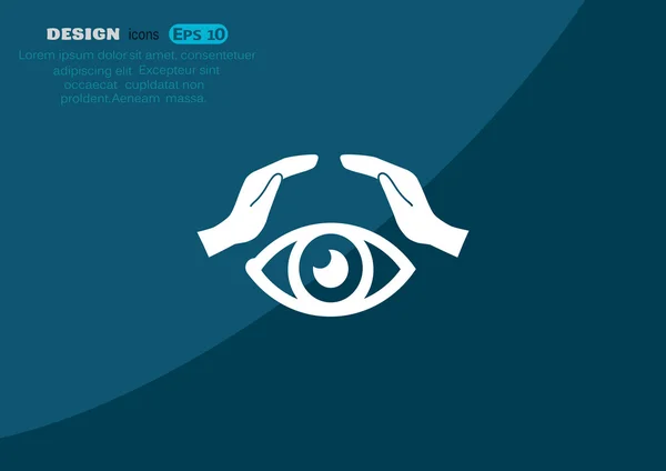 Menselijk oog en handen web pictogram — Stockvector