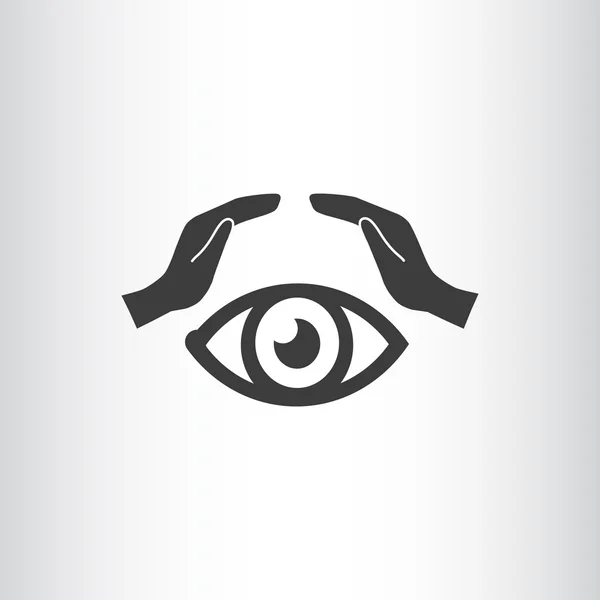 Occhio umano e le mani icona — Vettoriale Stock