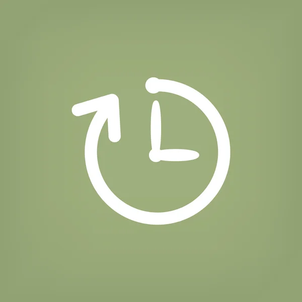 Einfache Uhr mit abgerundetem Pfeil-Symbol, Umrissvektorillustration — Stockvektor