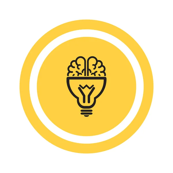 Brain with light bulb — Stock Vector