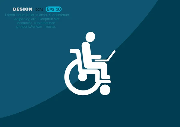 Behinderte mit Laptop im Rollstuhl — Stockvektor