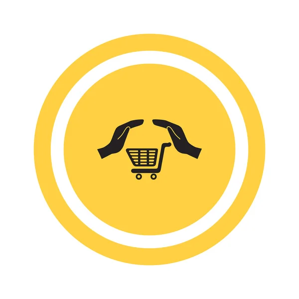 Shopping cart with hands web icon — Stock Vector