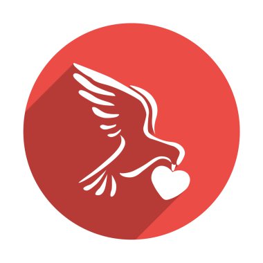 Güvercin ile kalp basit simgesi