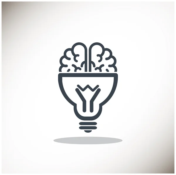 Cervello con icona lampadina — Vettoriale Stock