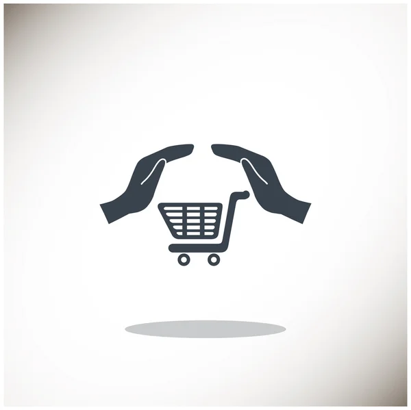 Shopping cart with hands web icon — Stock Vector