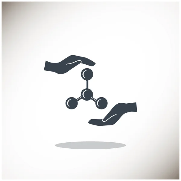 Molecular compound and hands web icon — Stock Vector