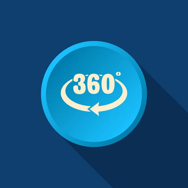 360 grados con icono de flecha redondeada — Vector de stock