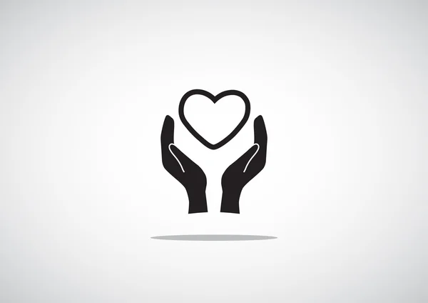 Coeur dans les mains icône simple — Image vectorielle