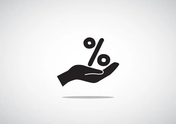 Prozentsatz auf der Hand Web-Symbol — Stockvektor