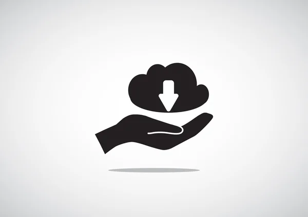 Nube de datos en la mano icono web — Vector de stock