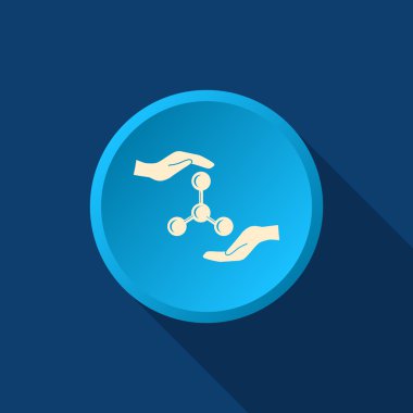 Web simgesi moleküler bileşik ve eller
