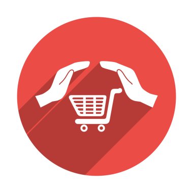 Alışveriş sepeti ile eller web simgesi