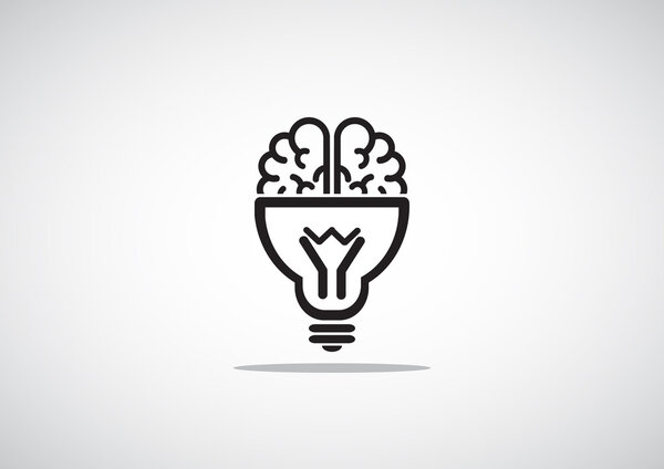 Brain with light bulb icon