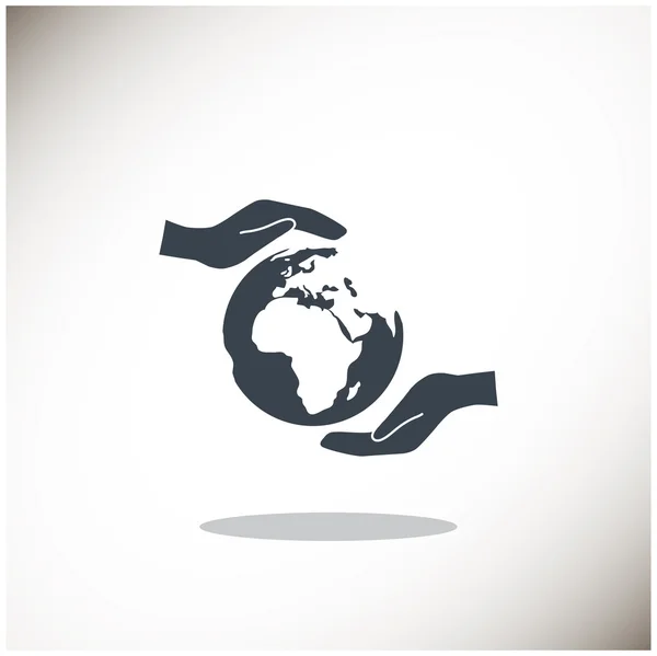 World in hands web icon — Stock Vector