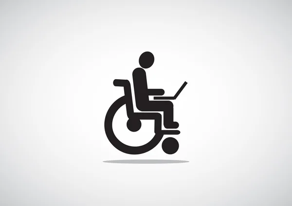 Disabled with laptop icon — Stock Vector