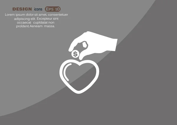 Ρίψη κέρματος σε σχήμα moneybox καρδιάς — Διανυσματικό Αρχείο