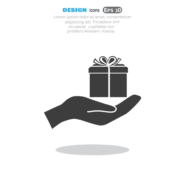 Gift box on hand web icon — Stock Vector