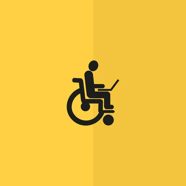 Handicap met laptop pictogram — Stockvector