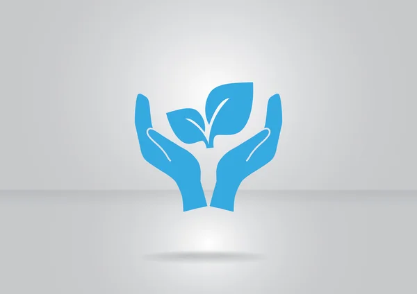 Blue Sprout eco sign web icon — ストックベクタ