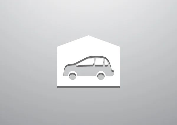 Garaje con coche icono simple — Vector de stock